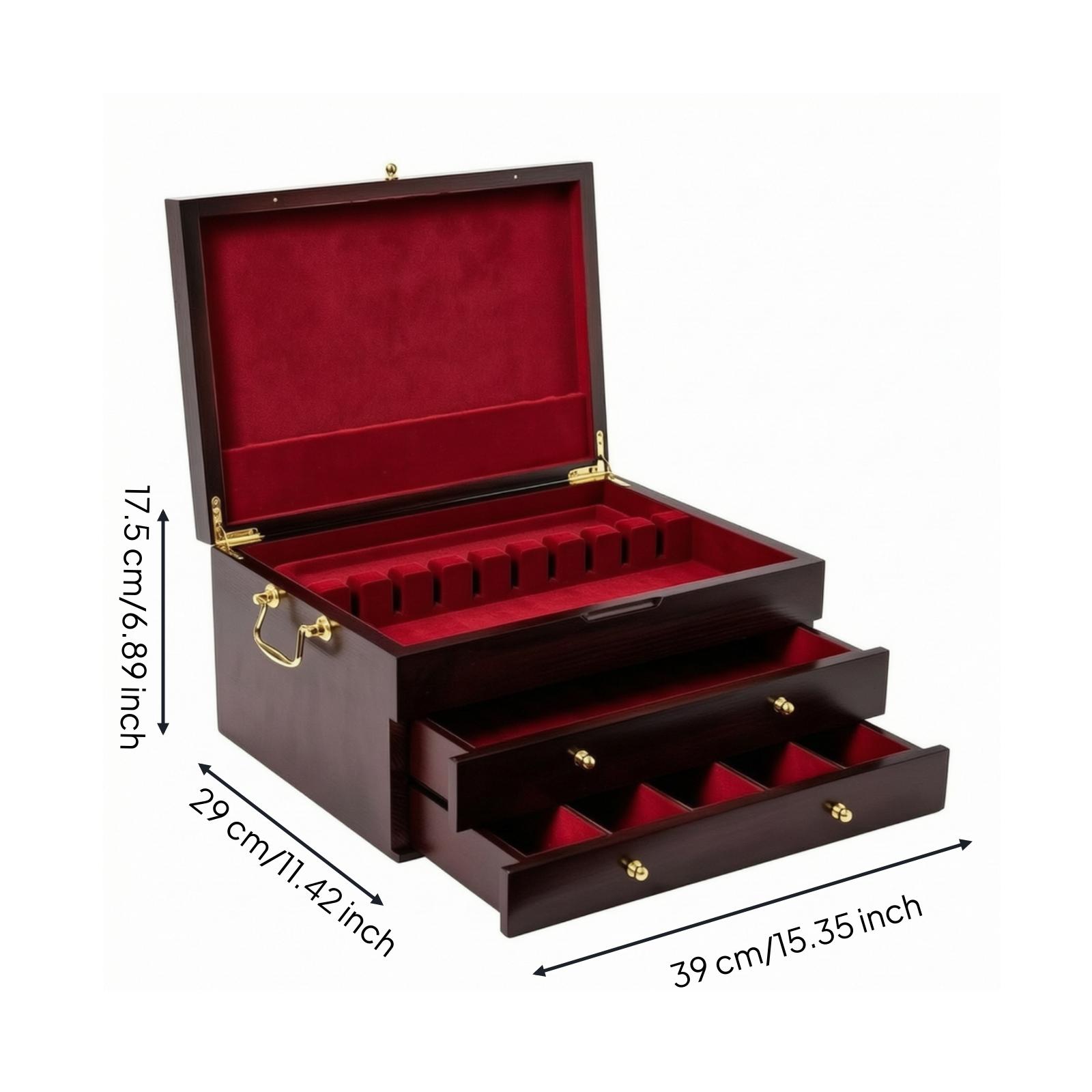 Silverware Chest with Velvet Lining Felt-Lined