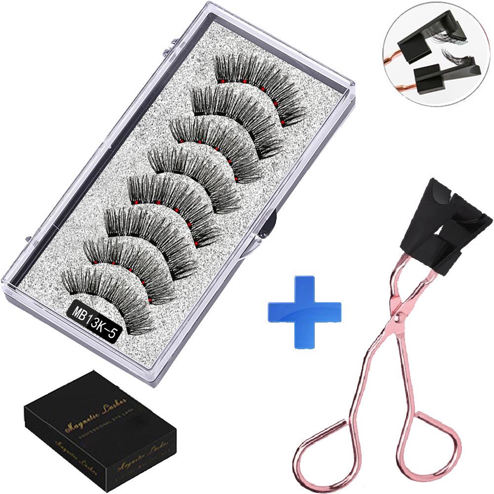 Two Pairs of Magnetic False Eyelashes with Curler - No Glue Needed, European & American Thick Style.