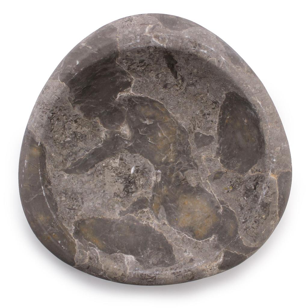 Marble Soap Dish Tri-Oval Gray and Black