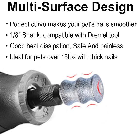 Diamond Rotary Grinder Bits for Dog - Pet Nail Grinder Attachment - 1/8" Replacement Grinder Wheel for Dremel - Pet Nail File & Clippers for Medium