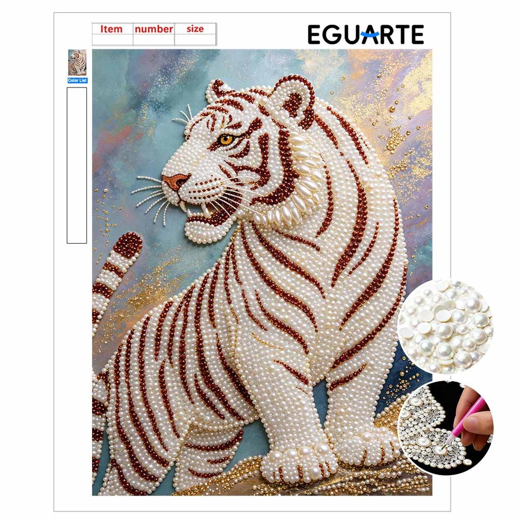 Tiger Perlen Kit 5D DIY Runde Strasssteine Kunst für Erwachsene Entspannende Handgemachte Wanddekoration Feiertagsgeschenk Rahmenlos