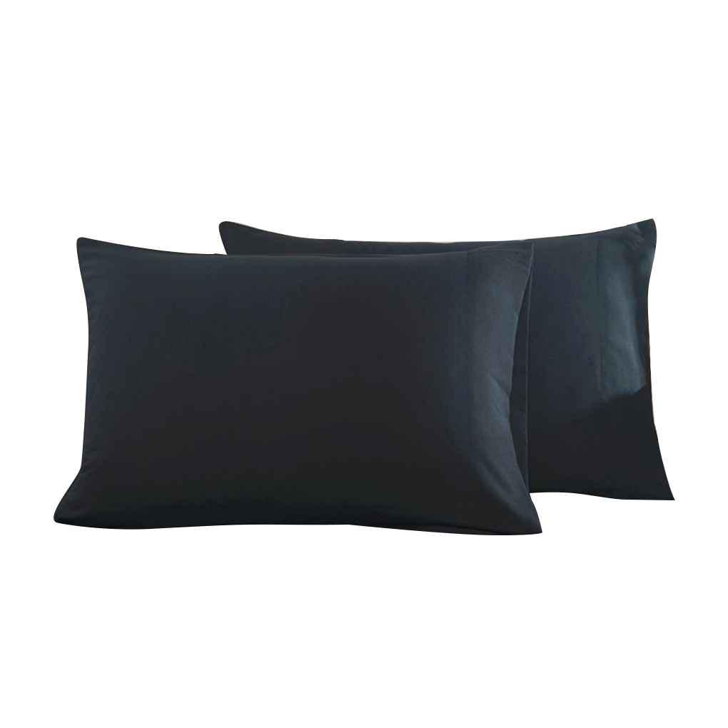 

Pair of Queen/King Size Throw Pillowcases Cushion Cover Microfibre Plain Colour чёрный