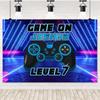 Game On! Video Gamer Kids Backdrop – Neon Green Gaming Theme, Next Level Up Decor For Birthday & Baby Shower Supplies-Tapestry