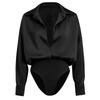 Women's Fashionable Oversized Two-Piece Button-Up Shirt Long-Sleeve Jumpsuit