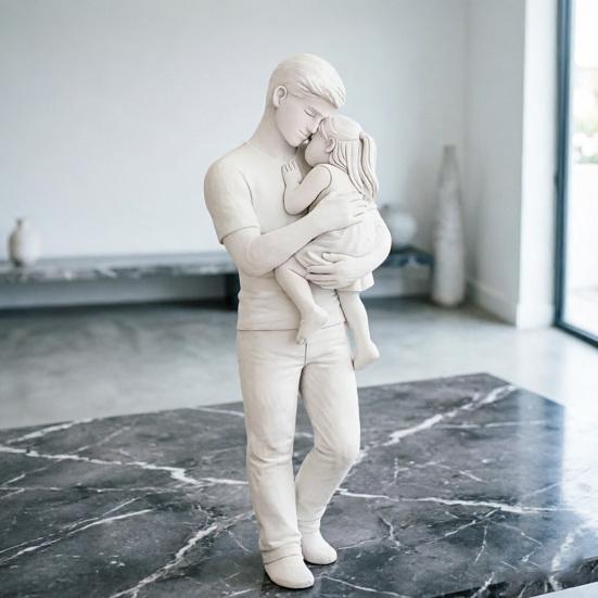 Father And Daughter Figurine 3D Printed Dad Holding Kid Statue Father's Day Birthday Gifts from Daughter
