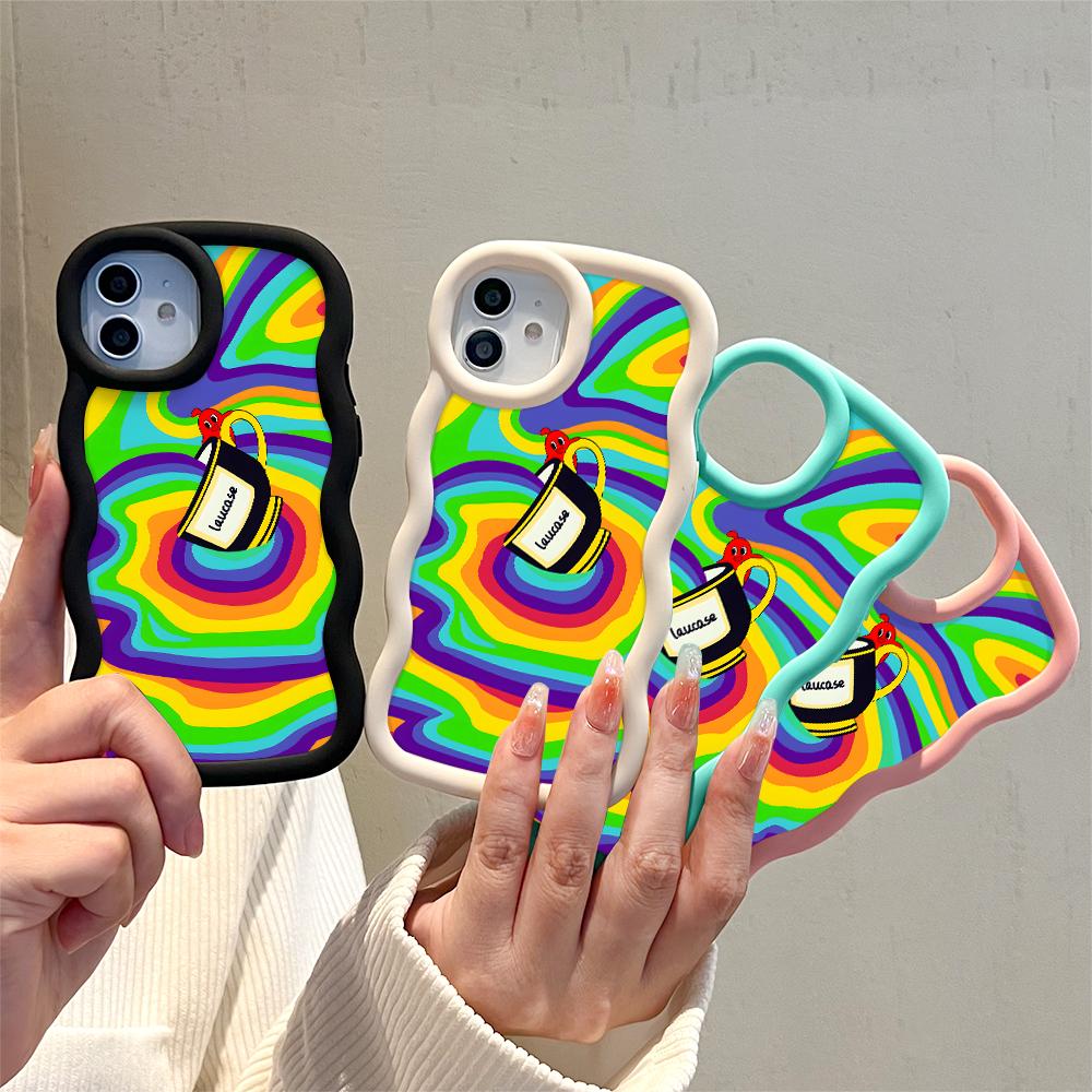 Big Wave Edge Soft silikonový materiál Macaron Pouzdro na telefon Nárazuvzdorné ochranné gumové pouzdro pro iPhone Samsung Huawei Honor Xiaomi Redmi OnePlus Moto