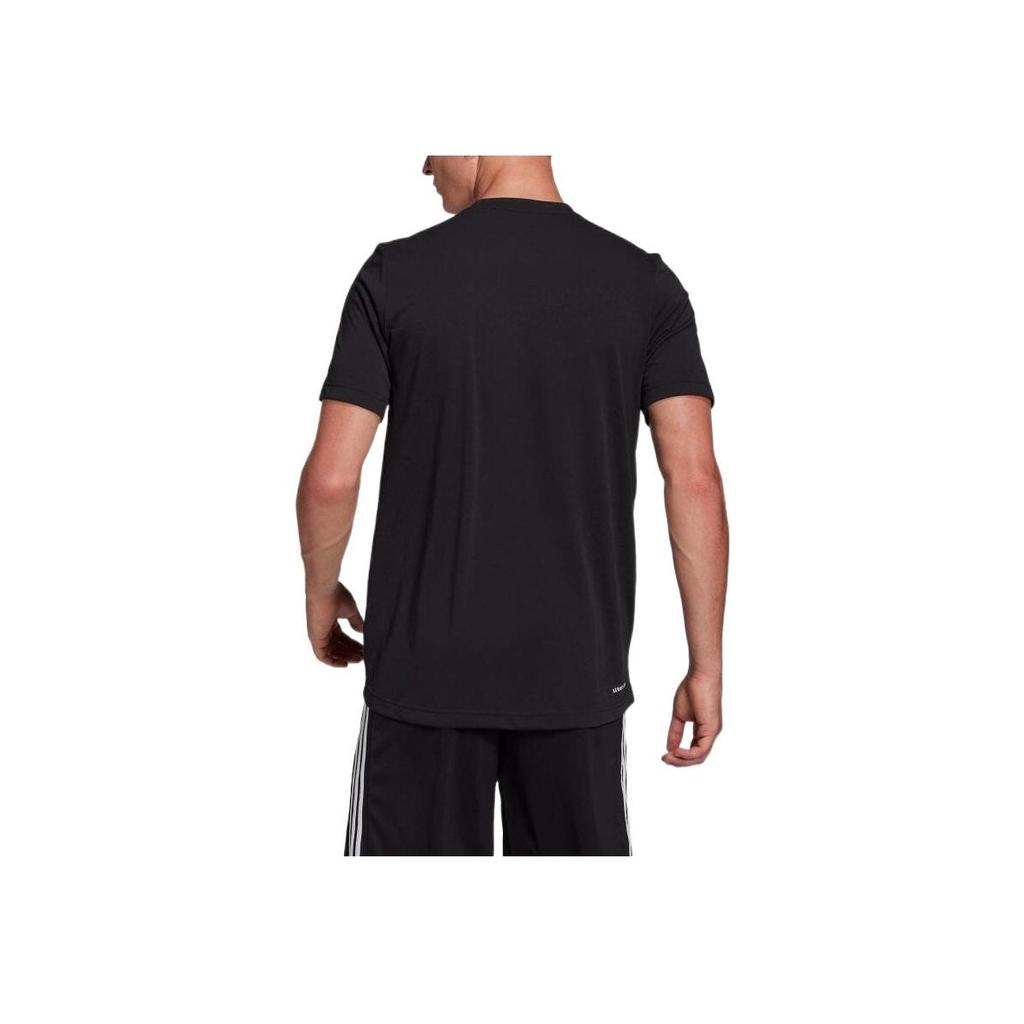 Adidas Solid Color Logo Print Casual Crew Neck Short Sleeve T-Shirt Men Tops Black GT5545
