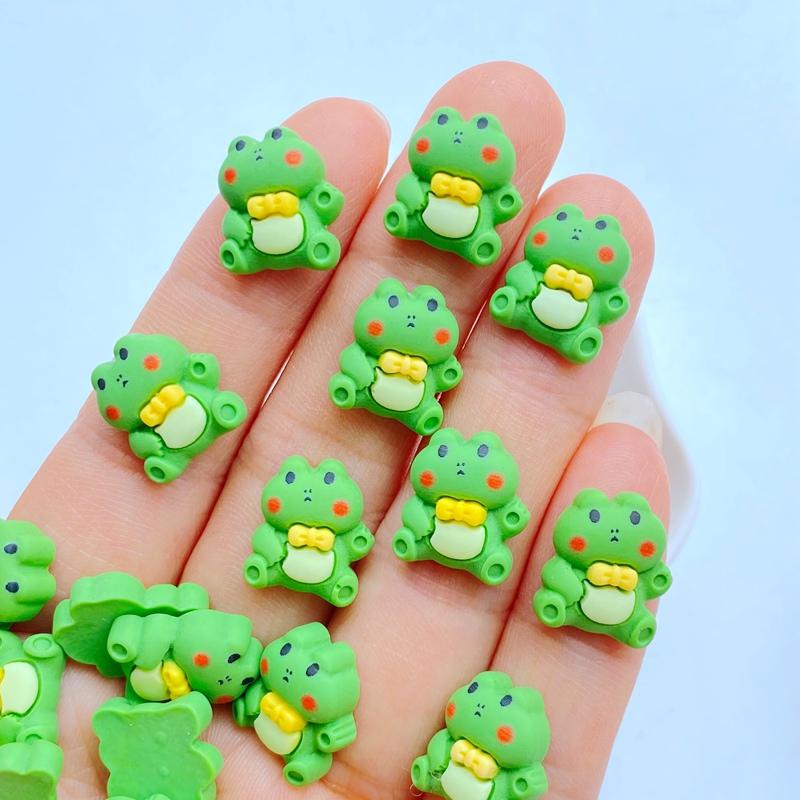 20Pcs New Cute Resin 12*13mm Mini Cartoon Frog Series Flat Back Fit Phone Deco Parts Embellishments for Hair Bows Accessories