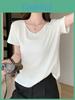 Casual Summer T Shirt For Women With V Neck And Snowflake Cotton Material