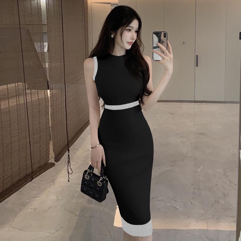 2024 Women's French-Style Slim Splicing Vest Dress