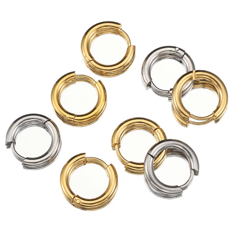 10 Piezas Pendientes de Aro de Acero Inoxidable Interior 8 mm 12 mm 18 mm Pendientes para Mujer Hombre Punk Hiphop Bisutería Regalos Joyería Accesorios para Piercing