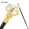 White Diamond Type Golden Walking Cane Fashion Decorative Walking Stick Gentleman Elegant Cosplay Cane Knob Crosier 93cm