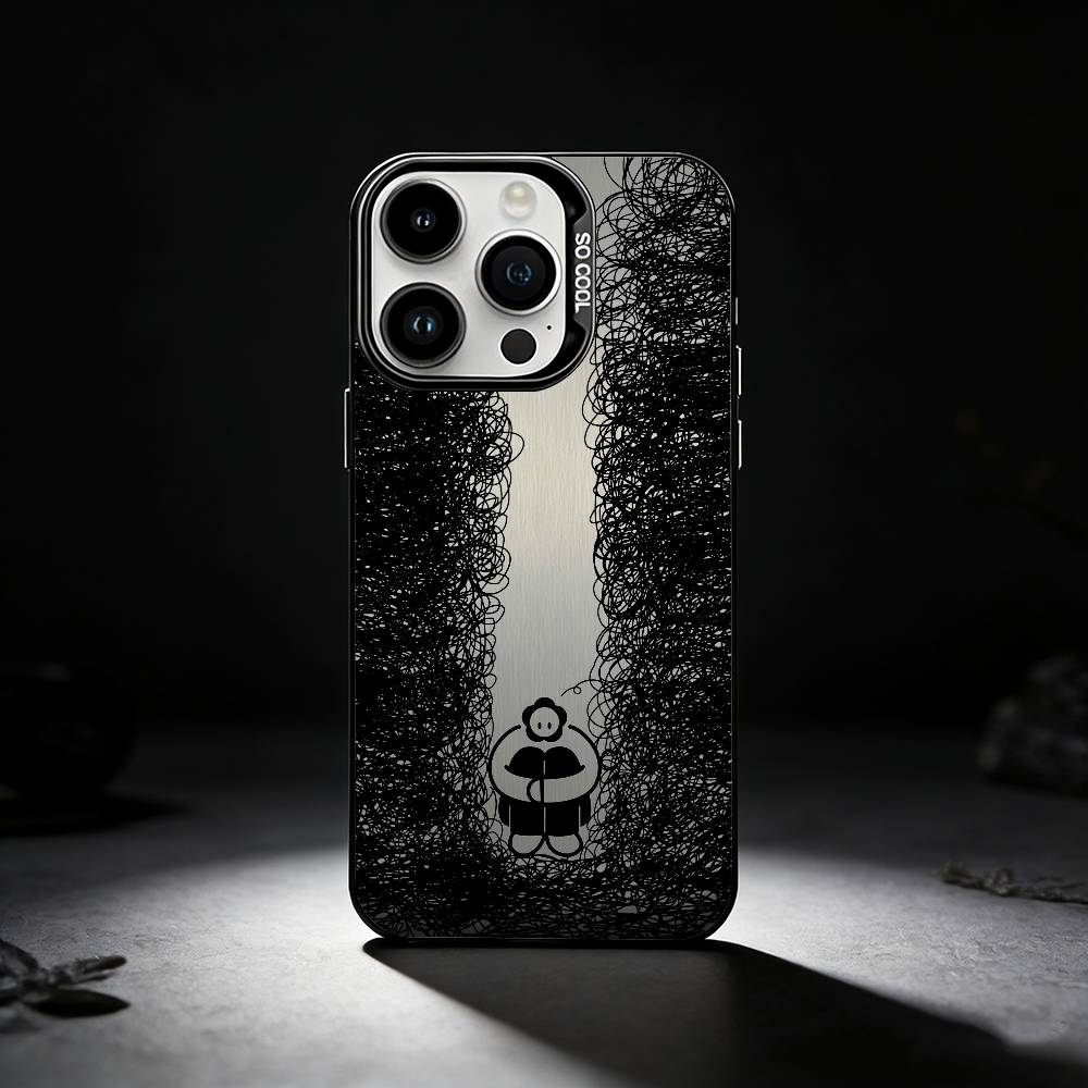 Anime character line art Phone Case For iPhone 17,16,15,14,13,12,11 Plus,Pro Max,XS,Colored silver phone case