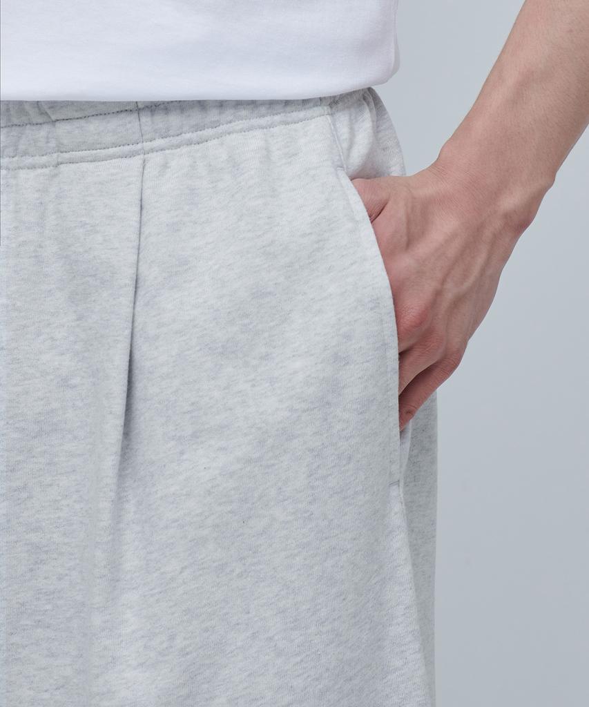MUSINSA STANDARD One-Pleat Wide Lounge Sweatpants [Melange Light Grey]