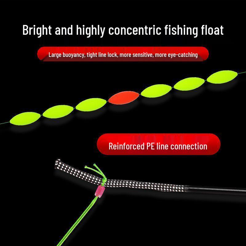 Seven-Star High Sensitivity Float Rig Set: Double Hooks & Nylon Line for Crucian Carp Fishing