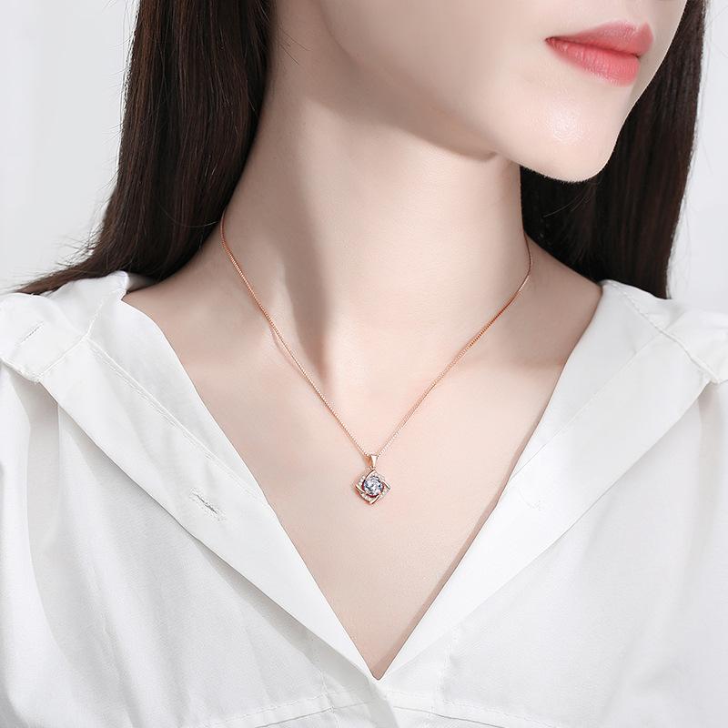 Windmill Mozzarella Diamond Pendant Femininity Collarbone Chain Sterling Silver Korean Version Fashion Rose Gold Necklace