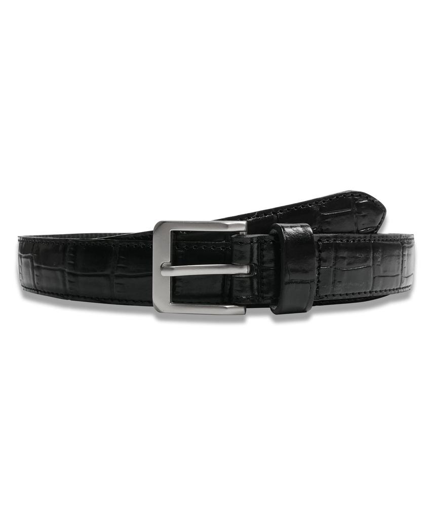 DOFFSEPT Square Croc Hard Leather Belt In Black