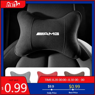 GLC GLB Car Suede Headrest Neck Support Auto Seat Accessories For Mercedes Benz AMG W206 W204 W205 W212 W213 W221 W222 W223 W25