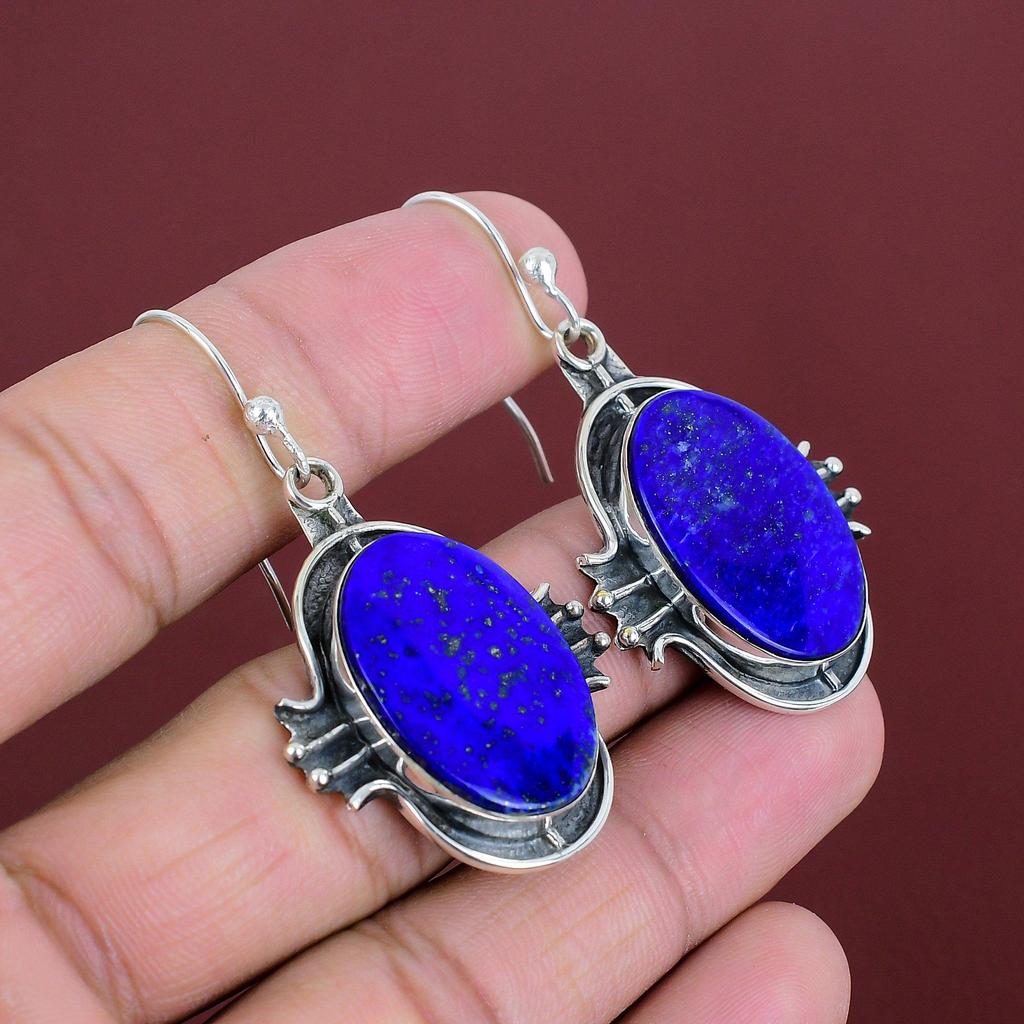 Lapis Lazuli Earrings Genuine Gemstone Earring Handmade Jewelry 925 Sterling Silver Earring Very Pretty Dangle Drop Earring Gifts For Mother