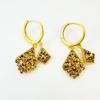 New High-end Coffee Colored Geometric Double-layer Diamond Earrings Trendy and Versatile Design Earrings for Women