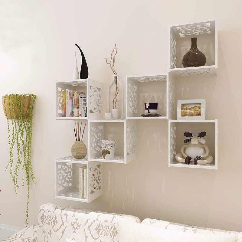 Shelf Creative Storage Wall Mounted Grid Rack Bedroom Nightstand Decorative