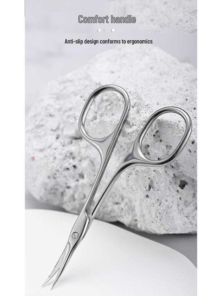 Stainless Steel Curved Cuticle Nippers & Scissors Set with Short Handle