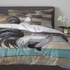 Animal de Granja Gallo Grano de Madera Funda Nórdica con Funda de Almohada Juego de Cama Personalizado de 3 Piezas Cubre Edredón Cama Doble Textil para el Hogar