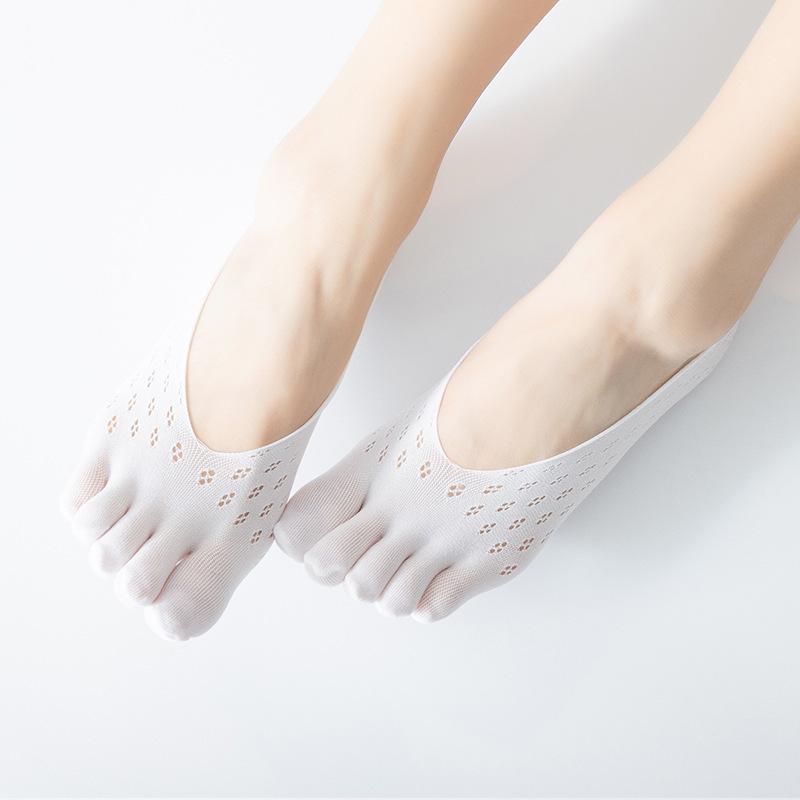 Velvet Women's Breathable Mesh Low-Cut Five-Finger Lace Socks