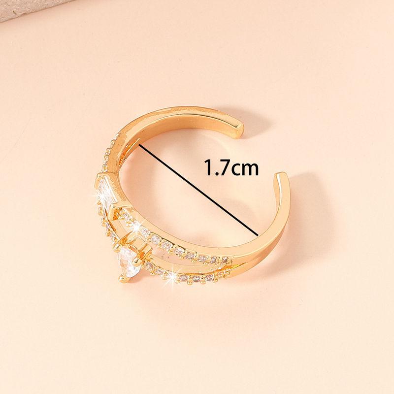 GemChic Women's Ring Exquisite Double Opening Embed Zircon Adjustable Ring Fashion Simple Index Finger Ring Birthday Christmas Jewelry Gift