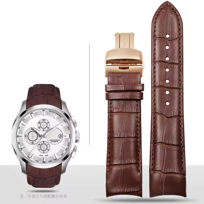 Curved End Genuine Leather Watchband 22mm 23mm 24mm for Tissot Couturier T035 Watch Band Steel Buckle Strap Wrist Bracelet