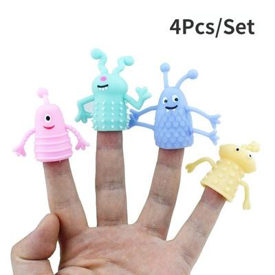 4Pcs/Set Novelty TPR Plastic Cute Expression Hand Puppets Children Kids Finger Puppets Toy Parents Storytelling Props
