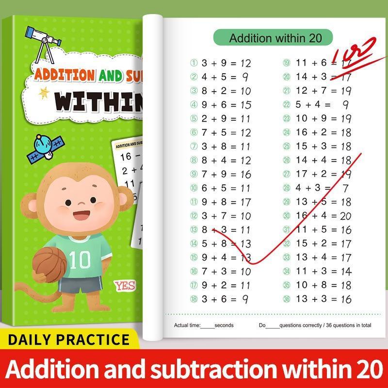 Children's Early Math Education Workbook Addition Subtraction Within 100 Exercise Book for Kids Daily Training Gift
