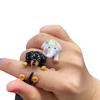 Cute and Romantic Cartoon Black Dog and White Elephant Couple Rings for Women Men Original Design Animals Jewelry Frieng Gift