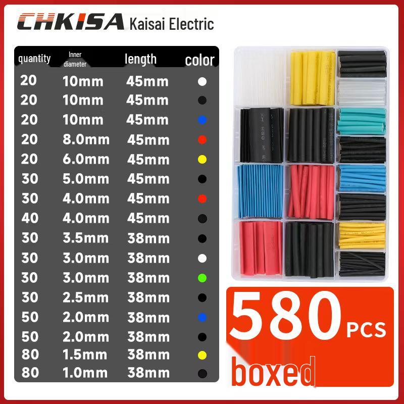 Boxed and Bagged Colored Heat Shrink Tubes - 530pcs Insulation Sleeves and 560pcs Electrician Wiring Tubes