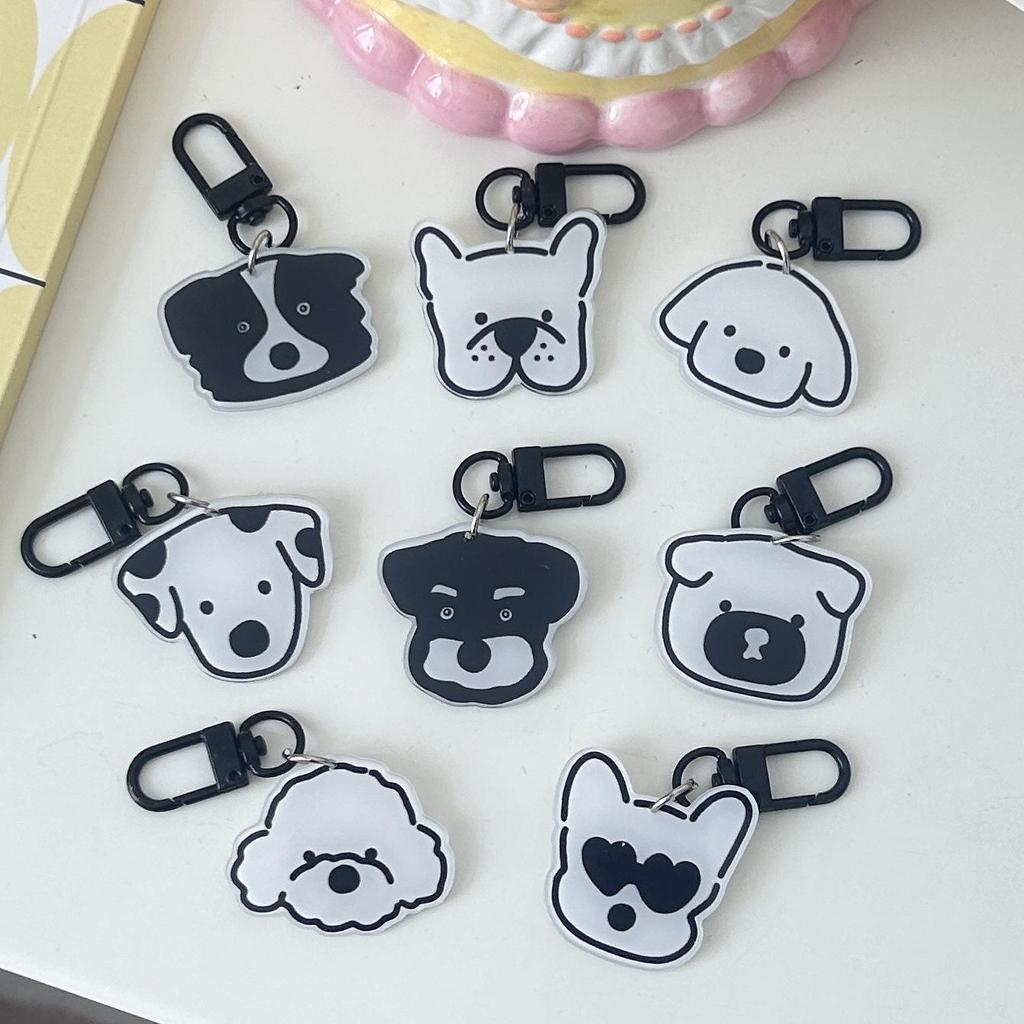 Hand-Painted Puppy Emoji Keychain: Cute Acrylic Bag Charm for Couples or Besties