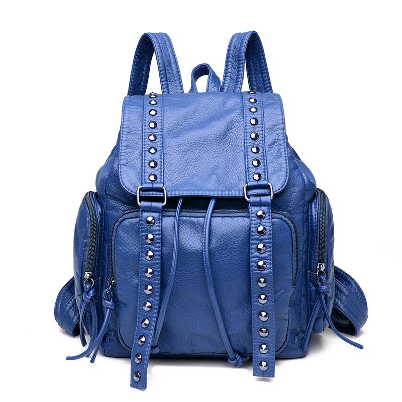 Zaino Designer Rivettato in Morbida Pelle per Donna Semplice ad Alta Capacità Borsa Scolastica Zaino da Viaggio