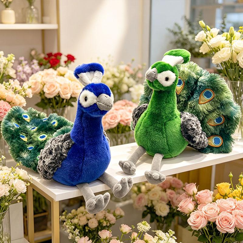 Levensechte Pauw Blauw Groen Zwart Wit Pluche Poppen Mooie Pauwenhouding Langstaartige Simulatie Poppen Decor Verjaardagscadeau see choice option