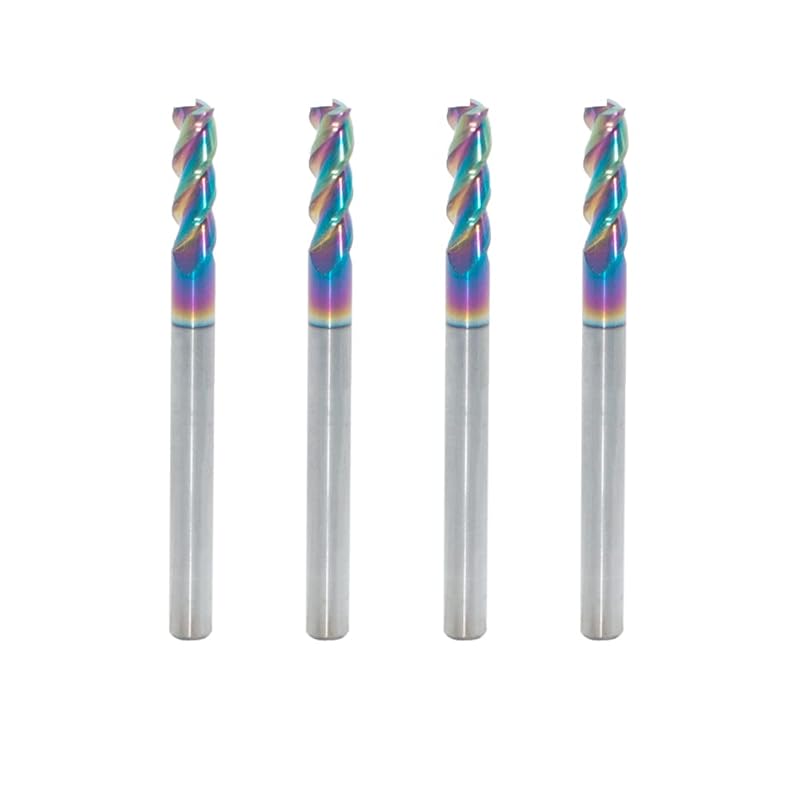 1/4" Extra Long Carbide Square End Mill for Aluminum, Copper Alloy, Plastic, 4" Overall Length End Mill Bits, 3 Flute HRC 55 Deg DLC Coating, CNC