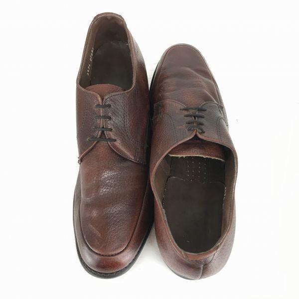USA 80s Vintage Goodyear Leather Embossed U Tip Service Shoes 9D 26.5 Brown Dress Shoes Business(USED)