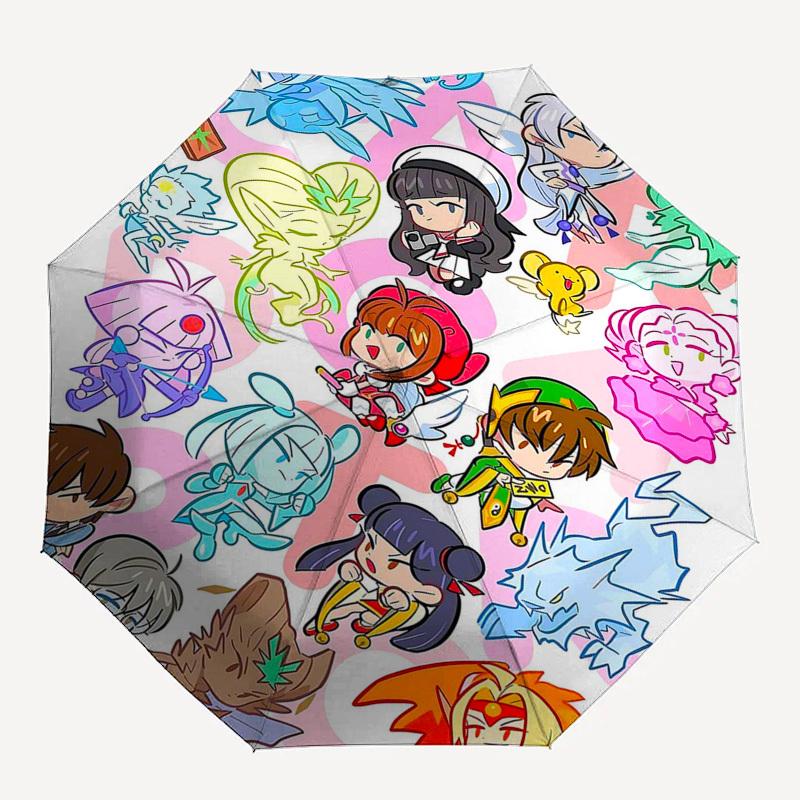 1 Stück Outdoor-Schirm mit Chibi-Charakteren | Automatisches Öffnen & Schließen | Tragbares 3-fach faltbares Design | 8-Speichen-Eisenrahmen | Perfektes Geschenk für Fans, Tra