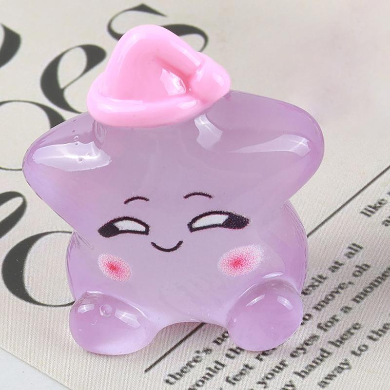 

Luminous Cartoon Expression Jelly Color Star Model Decoration Diy Accessories Desktop Decoration Car Decoration as the picture