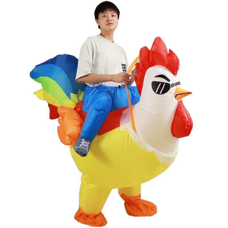 Colorful Inflatable Rooster Costume for Kids' Halloween and Stage Performances