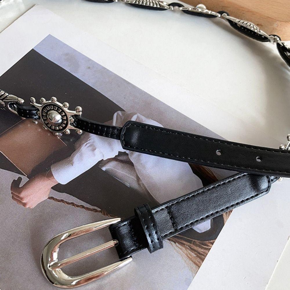 Punk Leather Belt Luxury Trendy Design Chain Belt Trend Waist Strap