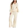 2025 Women's V-Neck Solid Color Casual Suit Set: Sweatshirt & Long Pants - European & American Autumn/Winter Fashion
