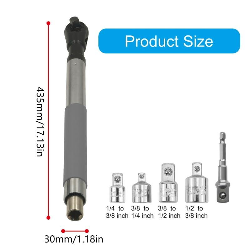 Ratcheting Wrench Spanner Kit 4 Adapters Corrosion Resistant Steel Ergonomic Grip Suitable For Mechanics And DIY Project