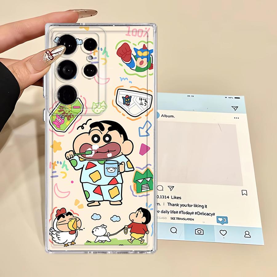 

Case for Samsung Galaxy S24 S20 Plus S25 Edge S22 FE S21 Note 20 Ultra 10 S23 Ultra S26 Phone Cover Cute Crayons Shinchans Galaxy S25 Edge