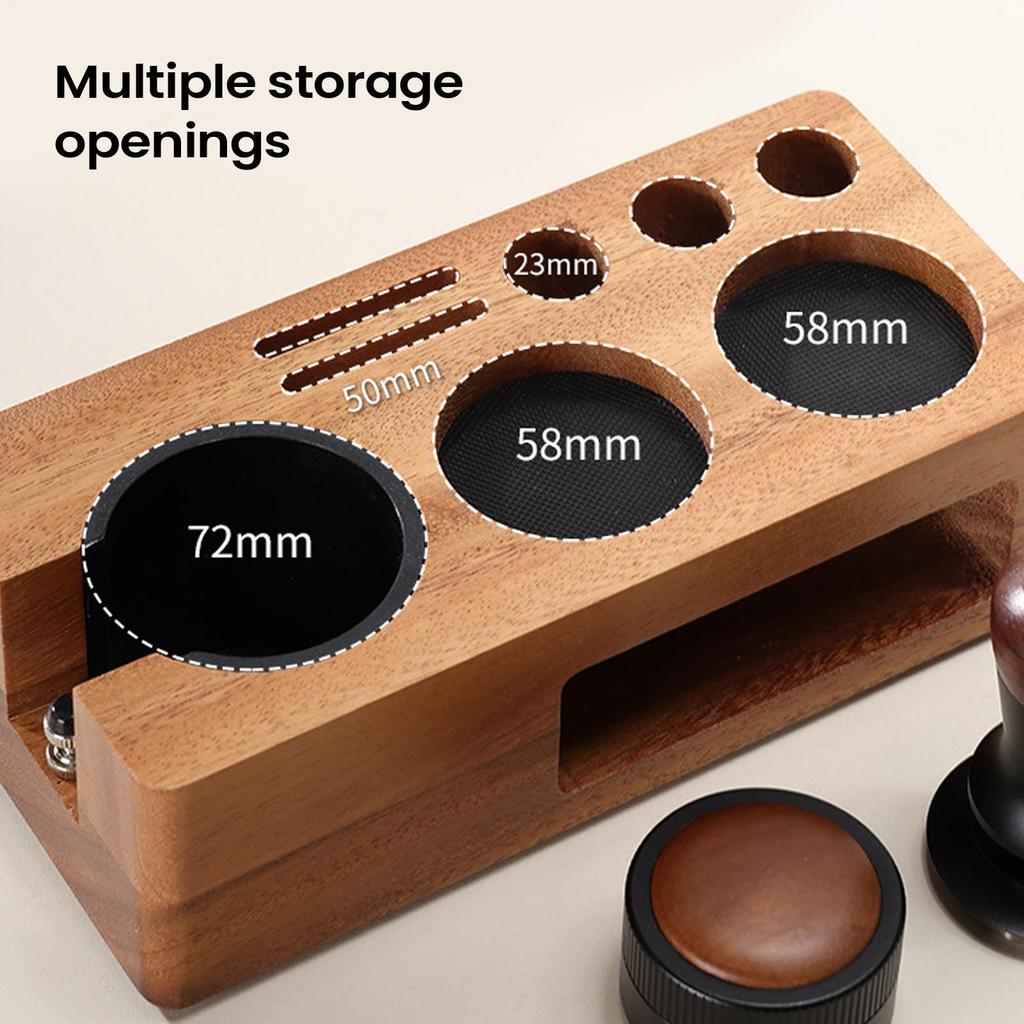 Espresso Tamper Station Wooden Espresso Storage Coffee Organizer tampering Station For 51-58mm Tamper/ Dispenser/ Portion Bag