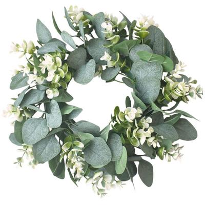 Jewelry Simulation Plant Door Decoration Interior Decoration Atmosphere Plastic Base Eucalyptus Wreath Green Plant Wreath Flower