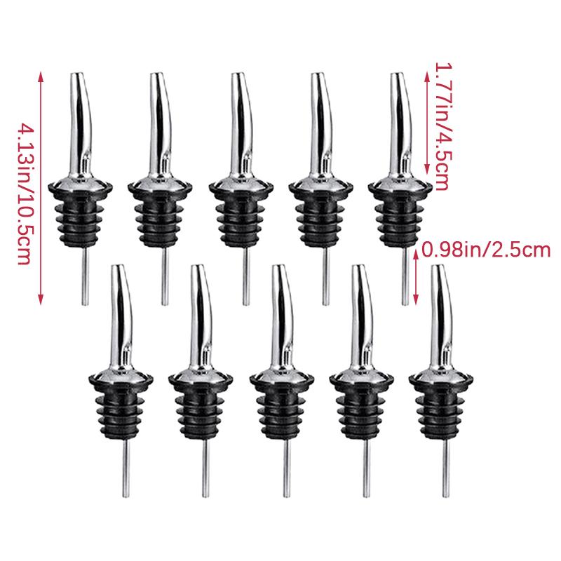 

10 Pcs Stainless Steel Classic Bottle Pourers Tapered Spout Liquor Pourers Flow Wine Bottle Pour Spout Stopper Bar Accessories серебряный