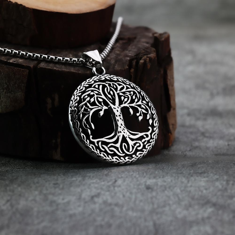 European and American Style Norwegian Fashion Viking Life Tree Men's Pendant Necklace Titanium Steel Holiday Gift Jewelry